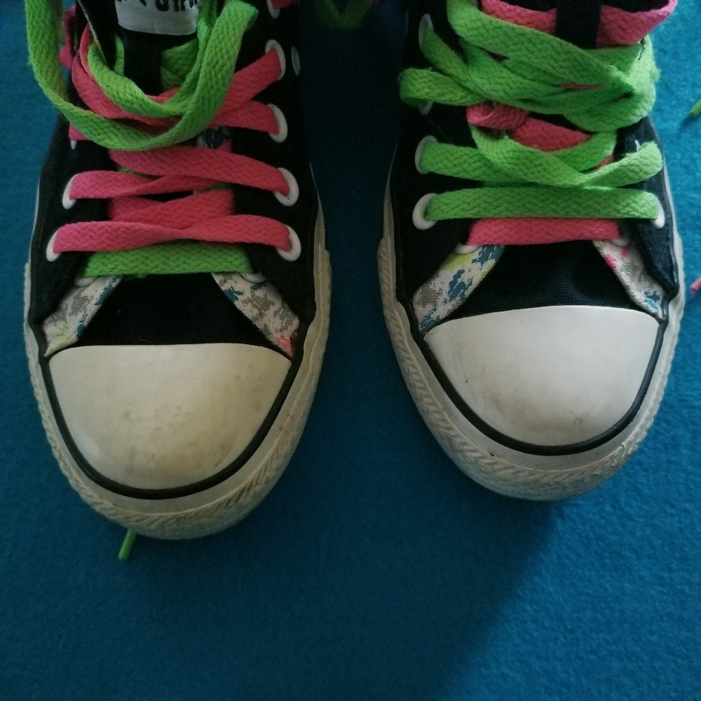 Converse All Star Chuck Taylor 80's Neon Houndstooth Sneakers Shoes Rare - Picture 2 of 5